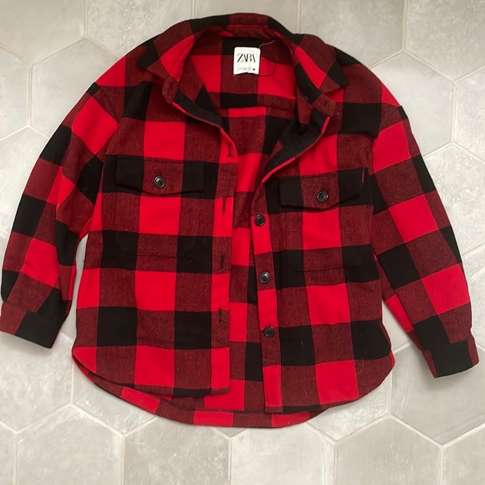 Zara plaid checker red shacket